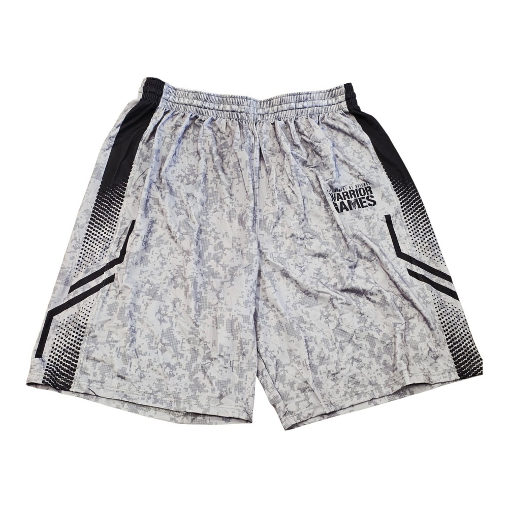 Under Armour Mens XL Athletic Shorts Gym Basketball DoD Warrior Games Gray Camo